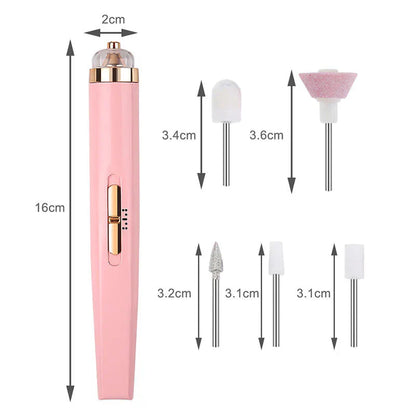 5-in-1 Rechargeable Electric Nail File – Portable Manicure & Pedicure Tool with LED Light