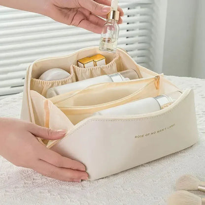 Compact Travel Makeup Organizer With Zipper – Stylish Cosmetic Pouch