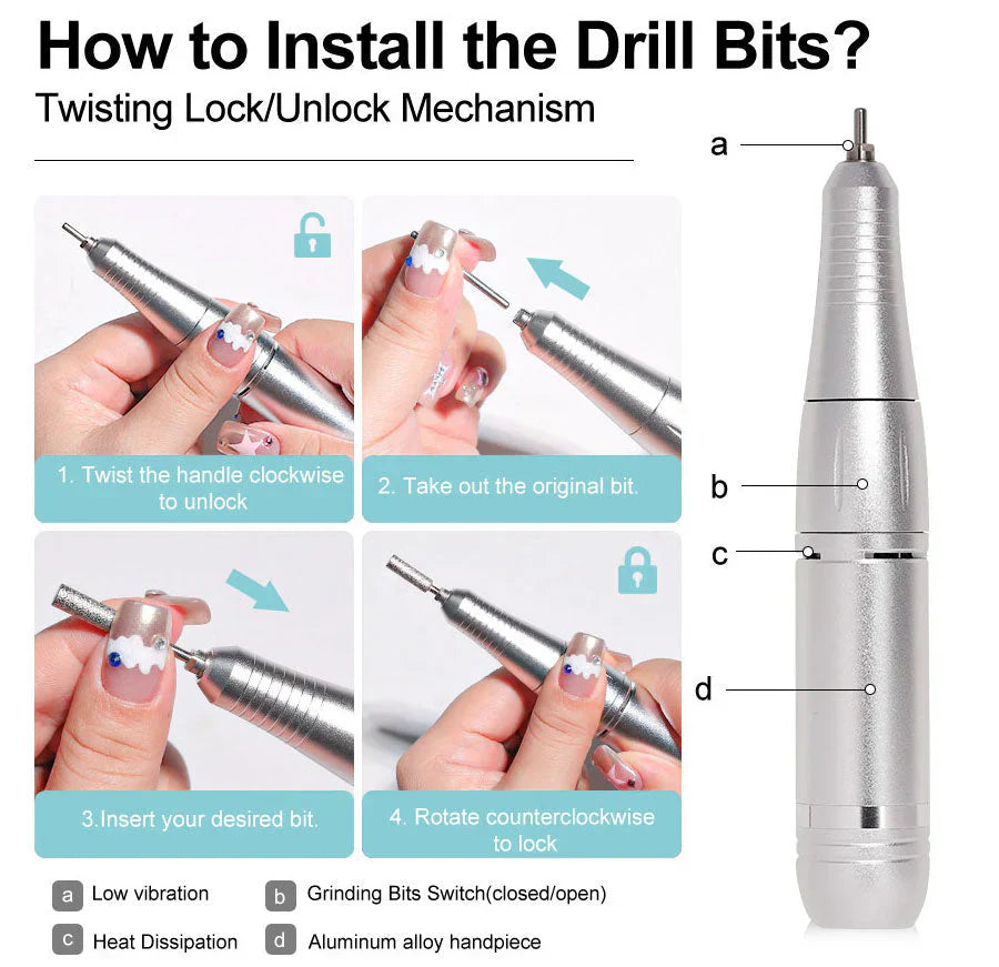 High-Speed 45000rpm Cordless Electric Nail Drill with Quiet Operation for Professional Manicures