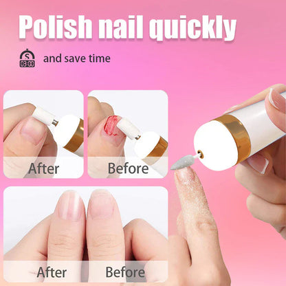 5-in-1 Rechargeable Electric Nail File – Portable Manicure & Pedicure Tool with LED Light