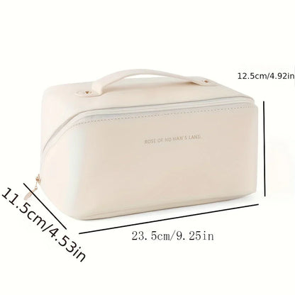 Compact Travel Makeup Organizer With Zipper – Stylish Cosmetic Pouch