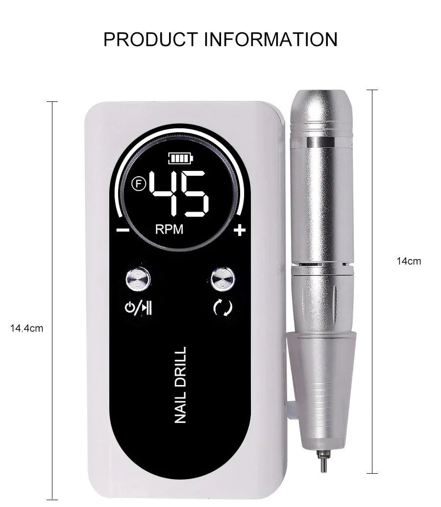 High-Speed 45000rpm Cordless Electric Nail Drill with Quiet Operation for Professional Manicures
