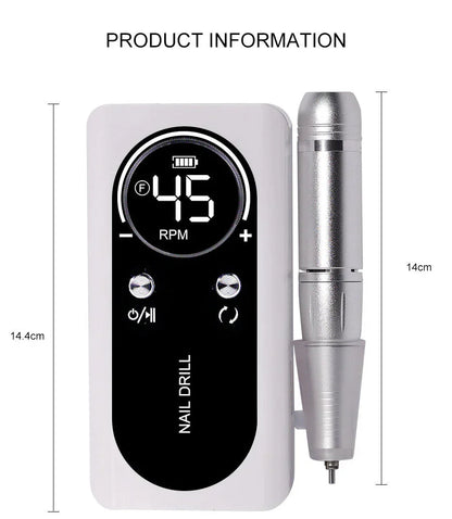 High-Speed 45000rpm Cordless Electric Nail Drill with Quiet Operation for Professional Manicures