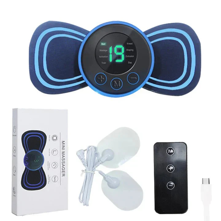Wireless TENS Pulse Massager | Portable Pain Relief with Remote Control & Gel Pads