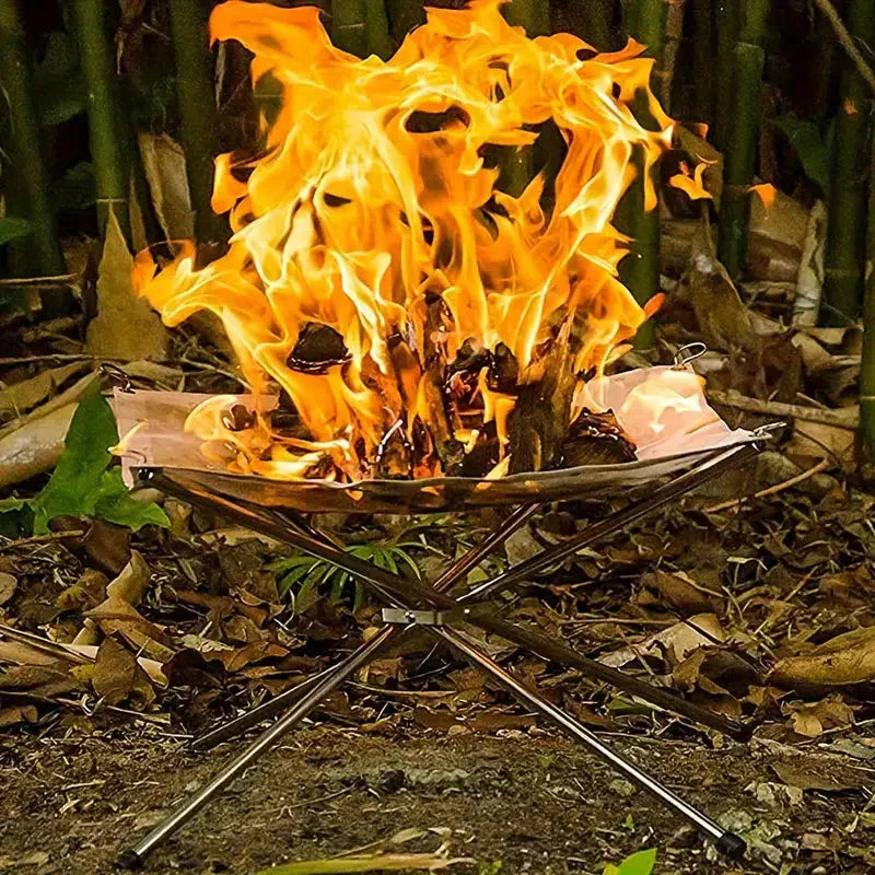 Compact Foldable Campfire Stand – Portable Fire Pit for Camping and Outdoor Adventures
