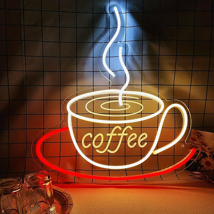 LED Neon Coffee Cup Lamp – Unique Wall Light