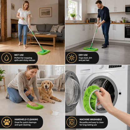 Reusable Microfiber Mop Pads for Swiffer Sweeper – Washable Wet & Dry Floor Cleaning Refills