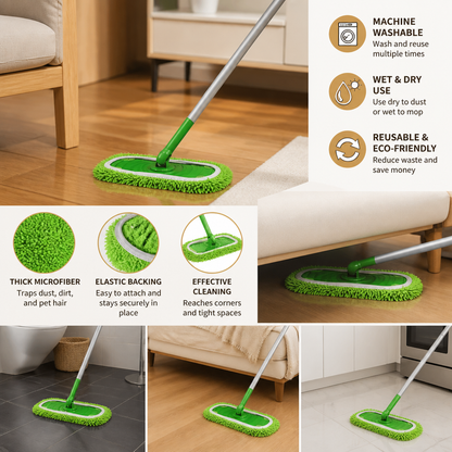 Reusable Microfiber Mop Pads for Swiffer Sweeper – Washable Wet & Dry Floor Cleaning Refills
