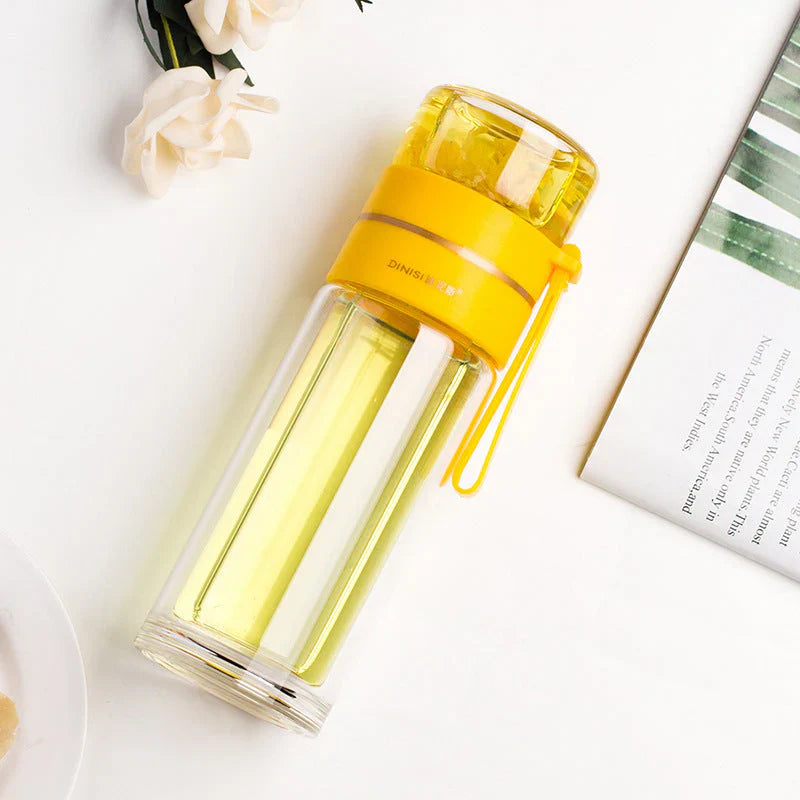 Double-Walled Glass Tea Infuser Bottle with Strainer