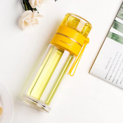 Double-Walled Glass Tea Infuser Bottle with Strainer