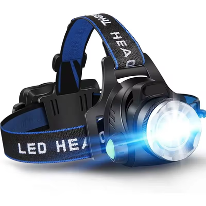 Durable Waterproof LED Headlamp With Zoom & Rechargeable Battery