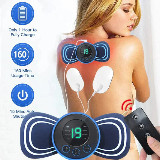 Wireless TENS Pulse Massager | Portable Pain Relief with Remote Control & Gel Pads