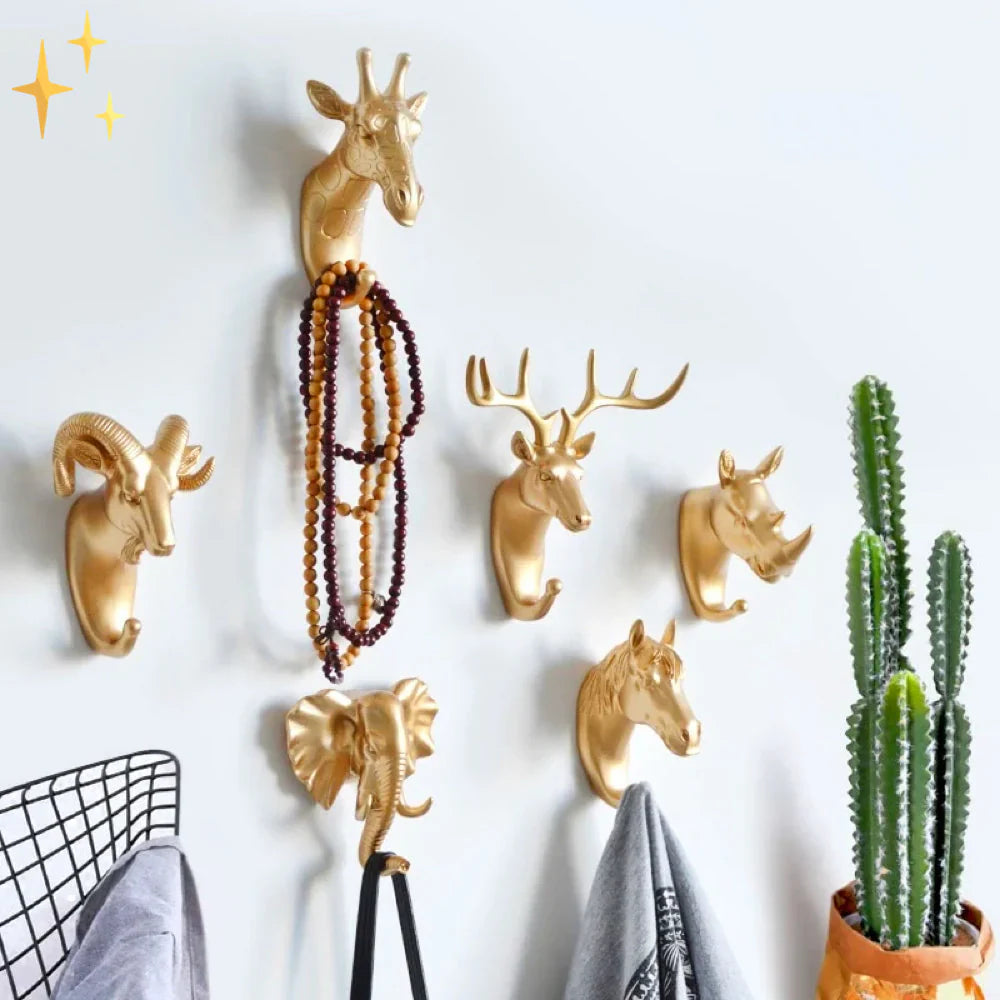 Luxurious Golden Animal Head Wall Hook for Keys