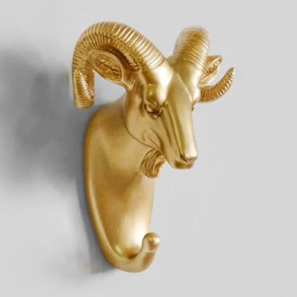 Luxurious Golden Animal Head Wall Hook for Keys
