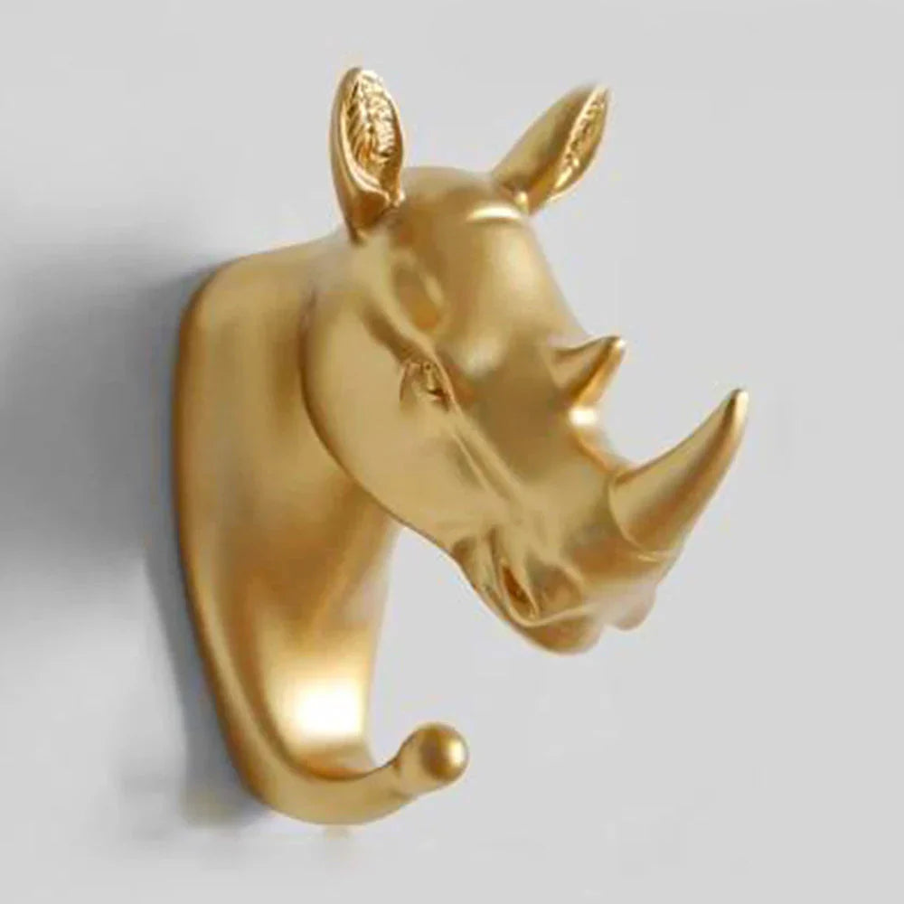 Luxurious Golden Animal Head Wall Hook for Keys