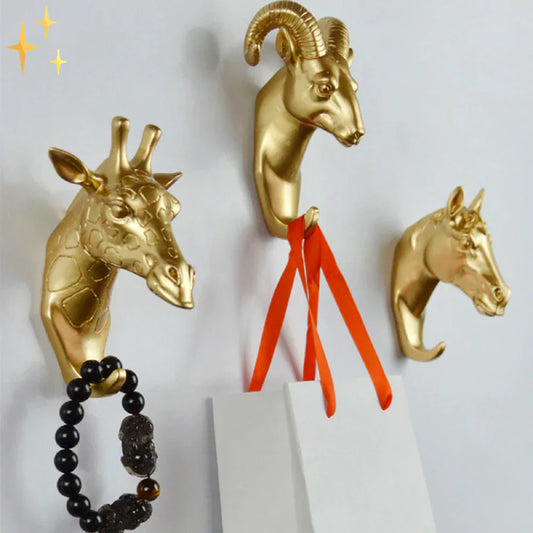 Luxurious Golden Animal Head Wall Hook for Keys