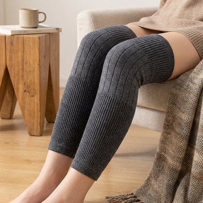 Universal Long Knee Warmers with Thick Faux Fur Lining for Winter