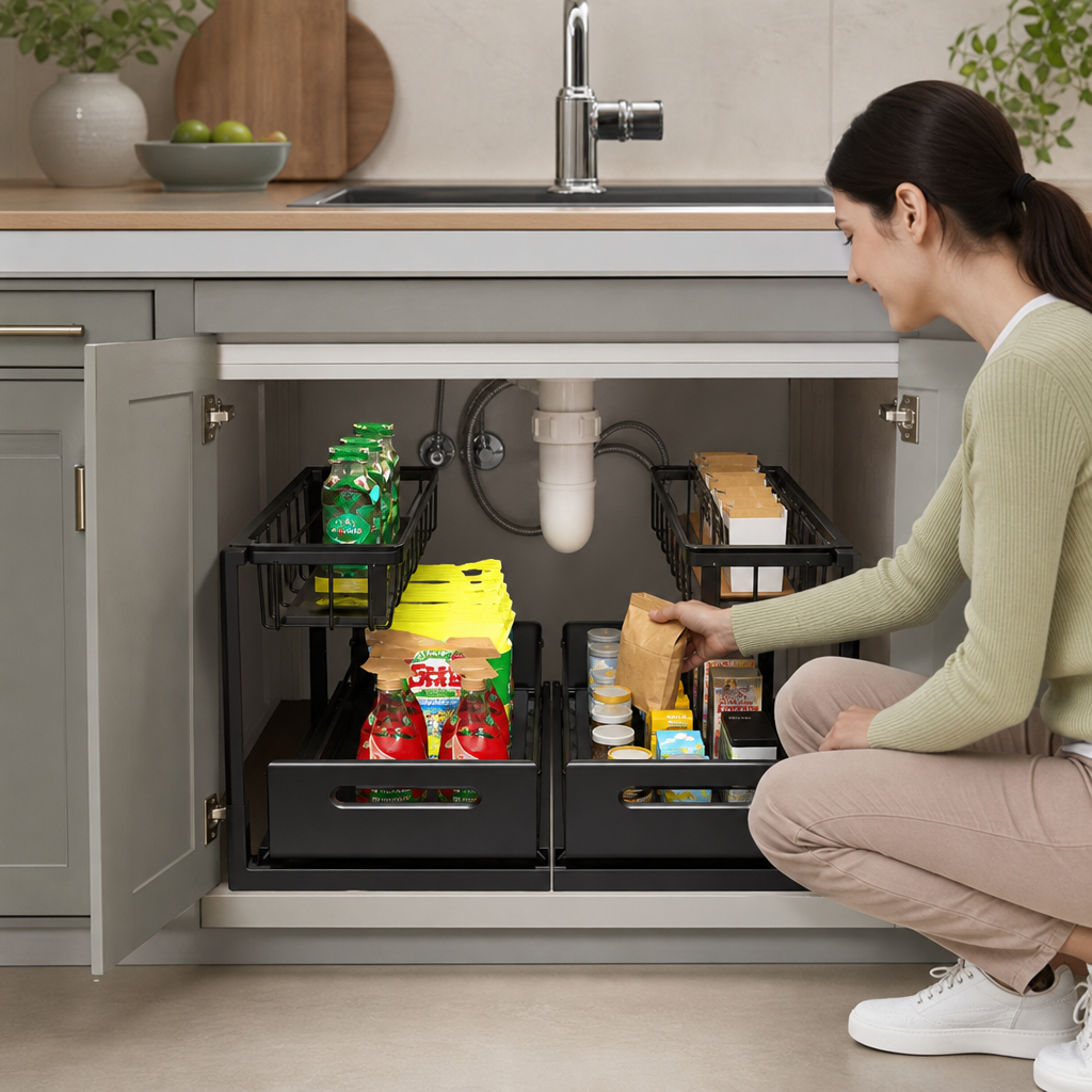 2-Tier Pull-Out Under-Sink Storage Organizer