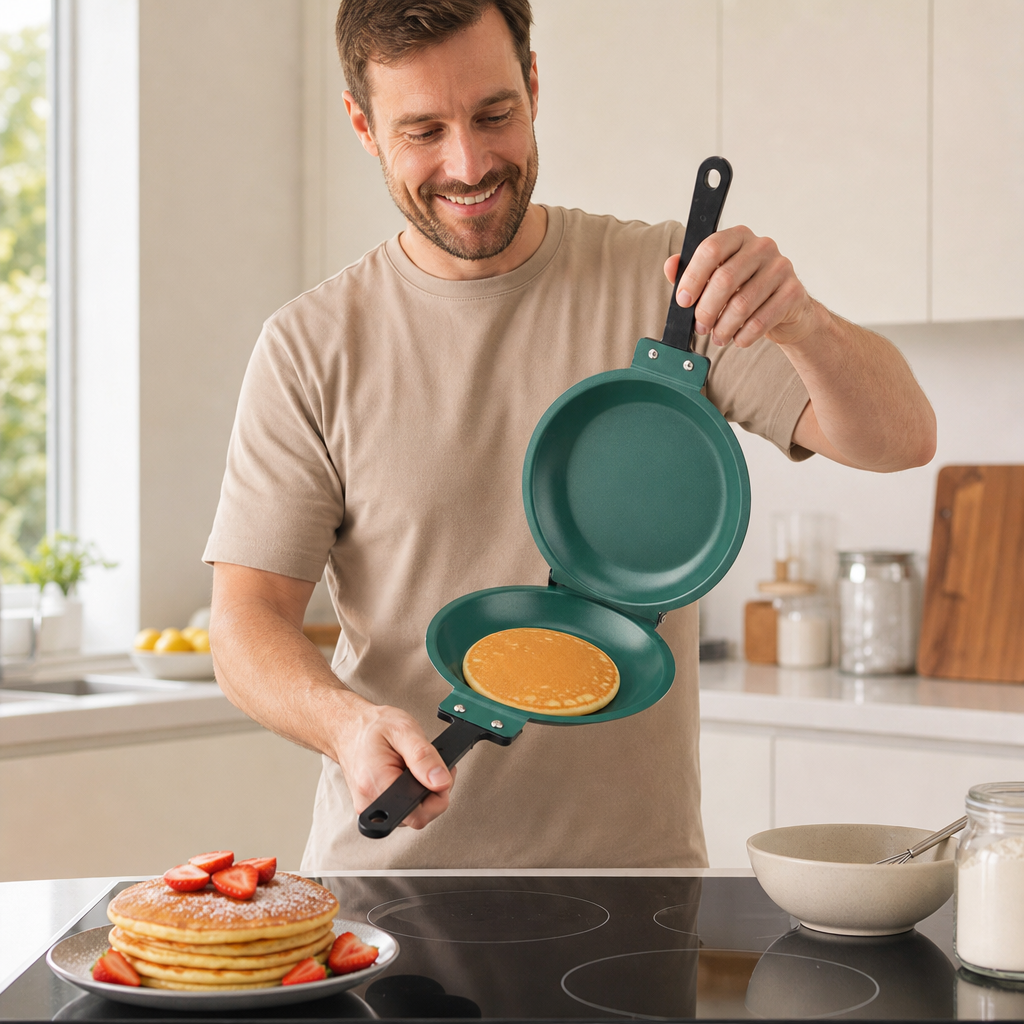 Double-Sided Non-Stick Frying Pan – Flip Pan for Pancakes, Omelets & Bacon