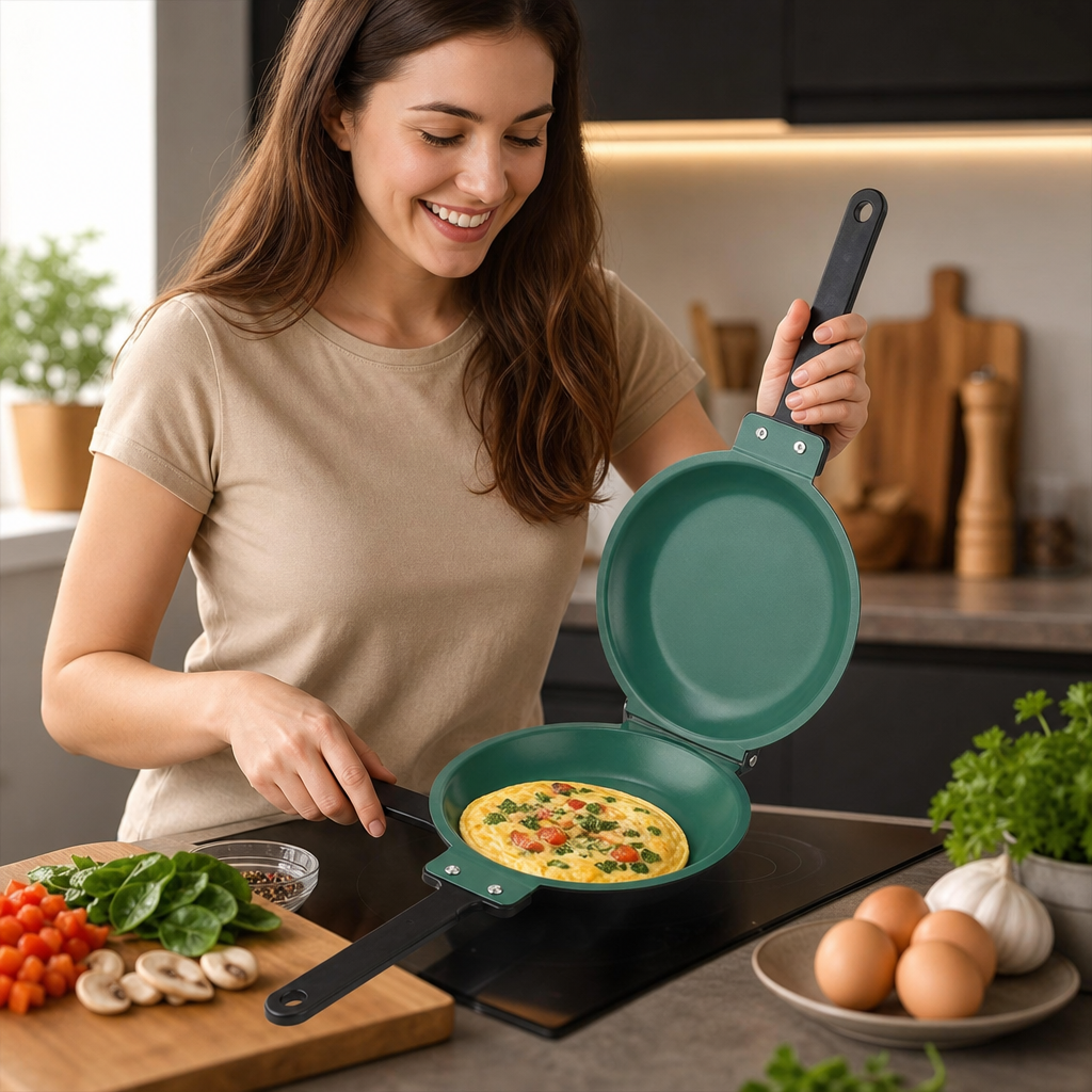 Double-Sided Non-Stick Frying Pan – Flip Pan for Pancakes, Omelets & Bacon