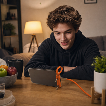 2-in-1 Durable & Foldable Phone Stand with Detachable USB-C Charging Cable