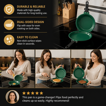 Double-Sided Non-Stick Frying Pan – Flip Pan for Pancakes, Omelets & Bacon