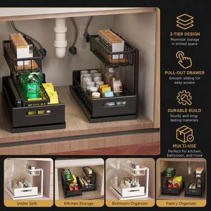 2-Tier Pull-Out Under-Sink Storage Organizer
