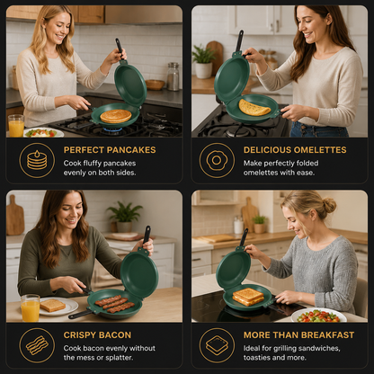 Double-Sided Non-Stick Frying Pan – Flip Pan for Pancakes, Omelets & Bacon