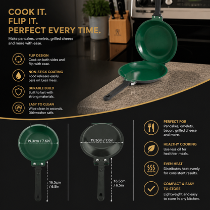 Double-Sided Non-Stick Frying Pan – Flip Pan for Pancakes, Omelets & Bacon