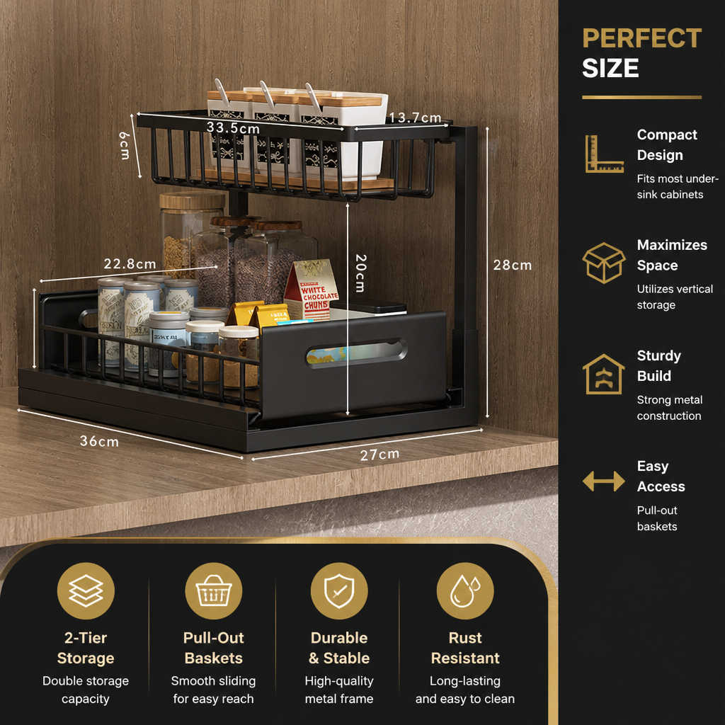 2-Tier Pull-Out Under-Sink Storage Organizer