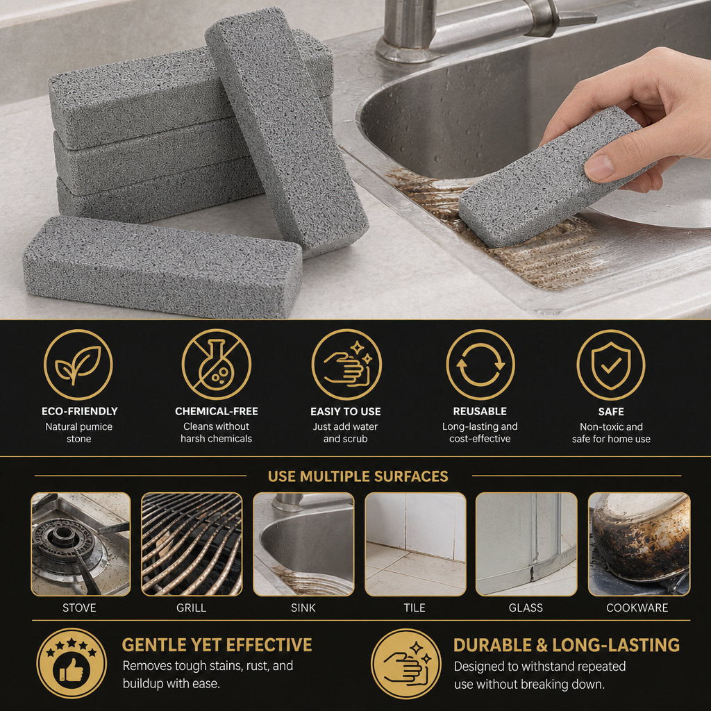 Reusable Pumice Scouring Pads for Tough Household & Kitchen Cleaning