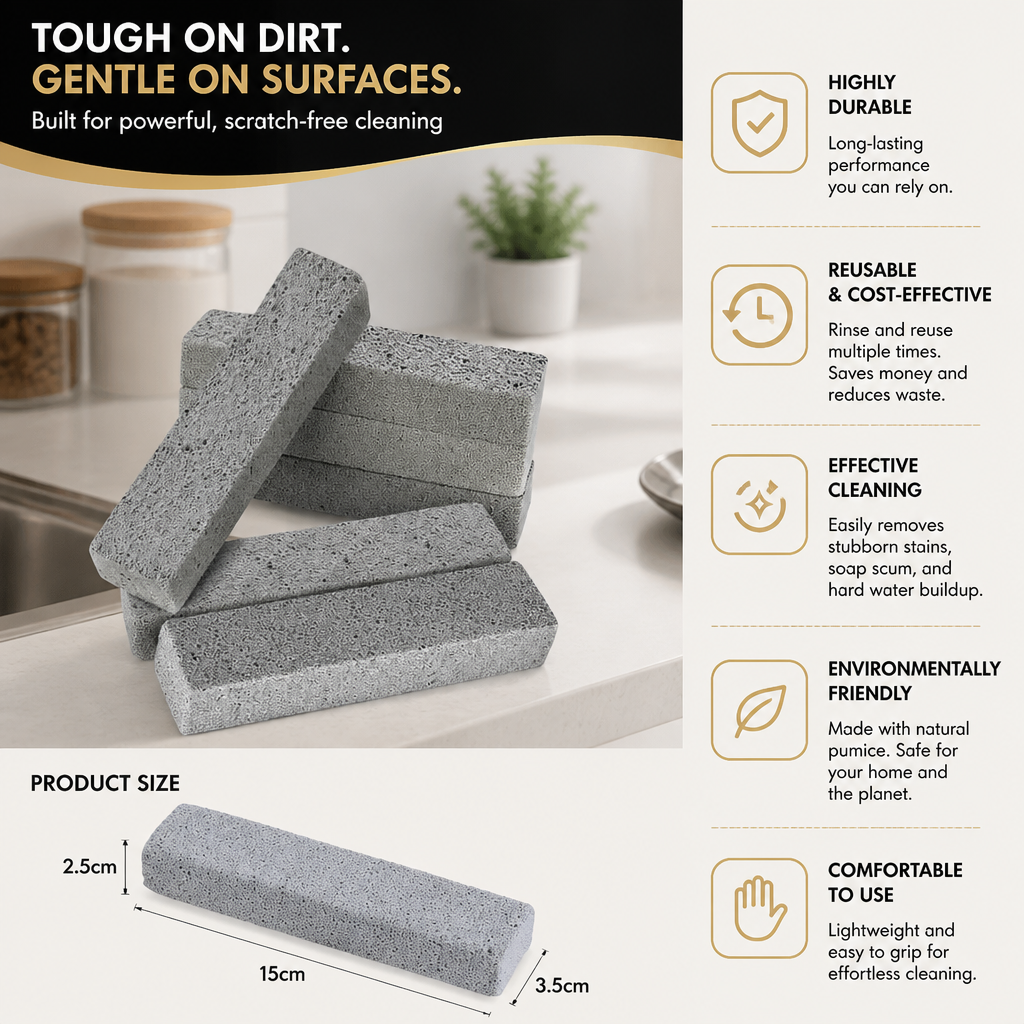Reusable Pumice Scouring Pads for Tough Household & Kitchen Cleaning
