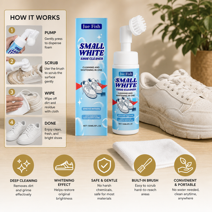 Waterless Sneaker & Shoe Cleaning Kit with Foam Cleaner, Brush & Cloth