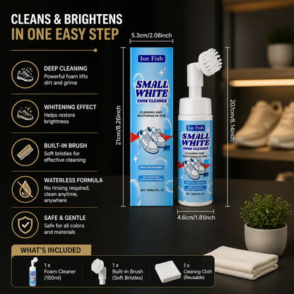 Waterless Sneaker & Shoe Cleaning Kit with Foam Cleaner, Brush & Cloth
