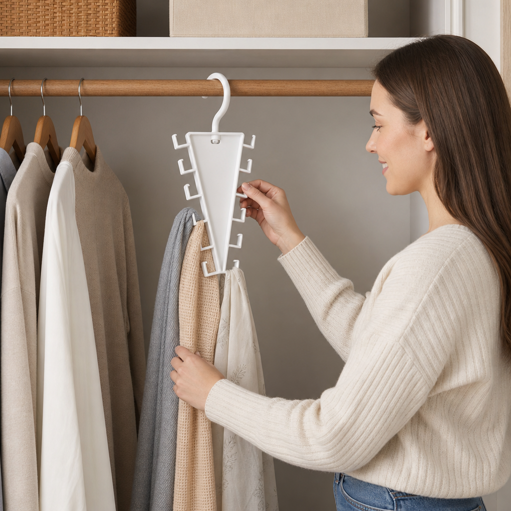 V-Shaped 12-Hook Space-Saving Closet Organizer with 360° Rotating Hanger
