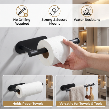 Modern Stainless Steel Roll Holder – Drill-Free Mount for Versatile Use