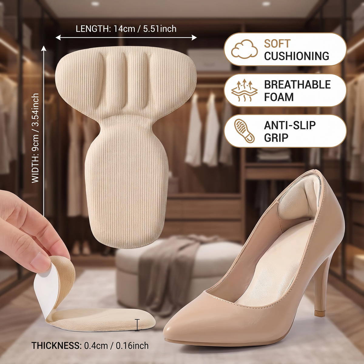 Soft & Breathable Double-Layer Foam Heel Cushions
