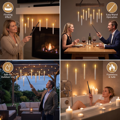 Magic Wand-Controlled Floating LED Candles