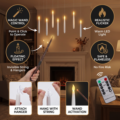 Magic Wand-Controlled Floating LED Candles
