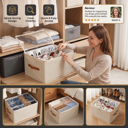 Collapsible Shoe Organizer with Easy-Access Design for Wardrobe Storage