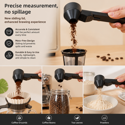 Multi Purpose Measuring Scoop with Sliding Lid for Easy Pouring