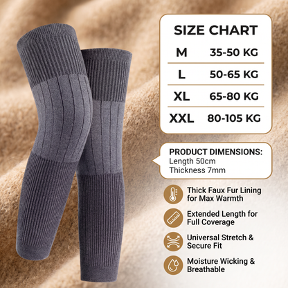 Universal Long Knee Warmers with Thick Faux Fur Lining for Winter