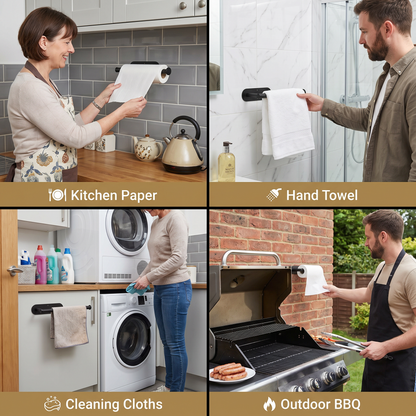 Modern Stainless Steel Roll Holder – Drill-Free Mount for Versatile Use