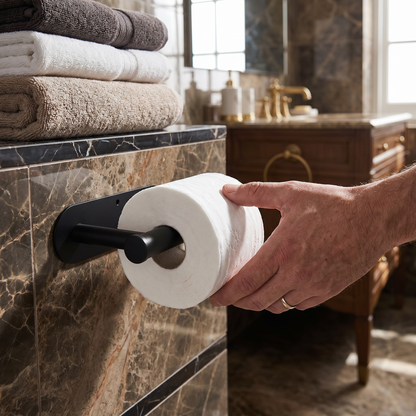 Modern Stainless Steel Roll Holder – Drill-Free Mount for Versatile Use