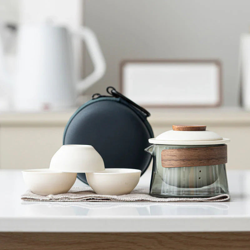 Stylish Portable Tea Set with Teapot and Cups – Travel-Friendly