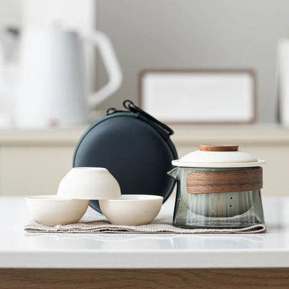 Stylish Portable Tea Set with Teapot and Cups – Travel-Friendly