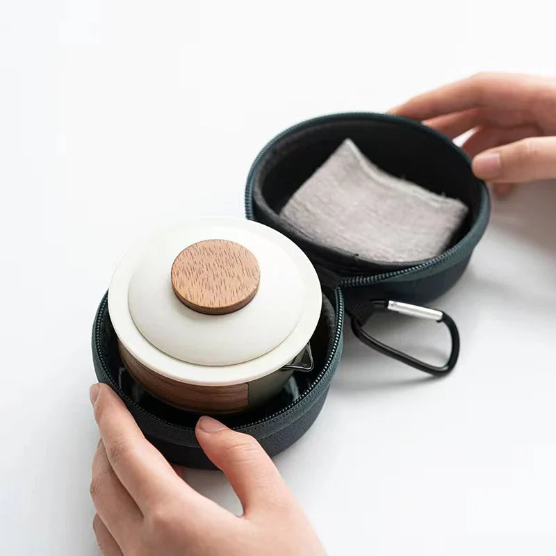 Stylish Portable Tea Set with Teapot and Cups – Travel-Friendly