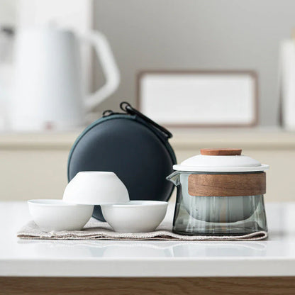 Stylish Portable Tea Set with Teapot and Cups – Travel-Friendly