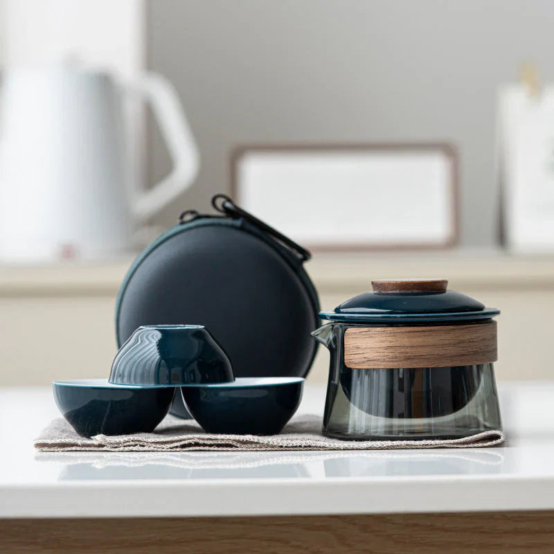 Stylish Portable Tea Set with Teapot and Cups – Travel-Friendly