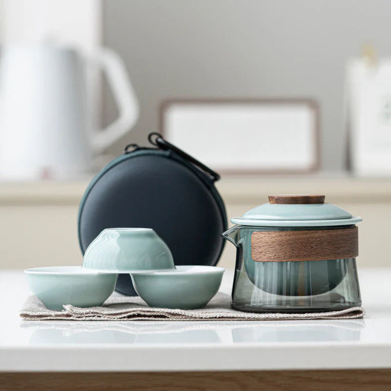 Stylish Portable Tea Set with Teapot and Cups – Travel-Friendly